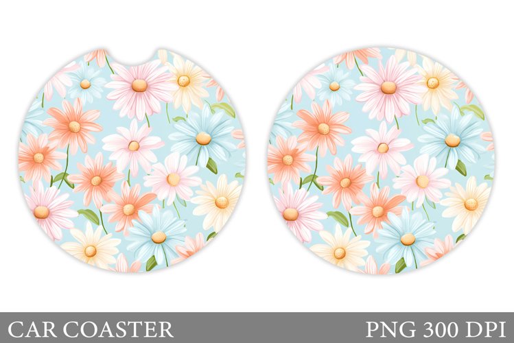 Flowers Car Coaster Design. Daisy Car Coaster Sublimation