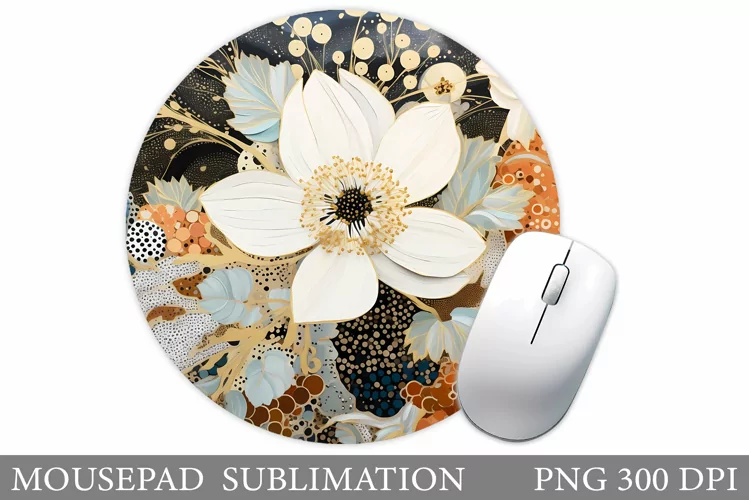Flowers Mouse Pad Design. Flowers Round Mouse Pad Template