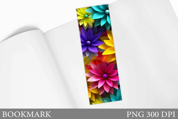 Flowers Bookmark Design. 3D Flowers Bookmark Sublimation