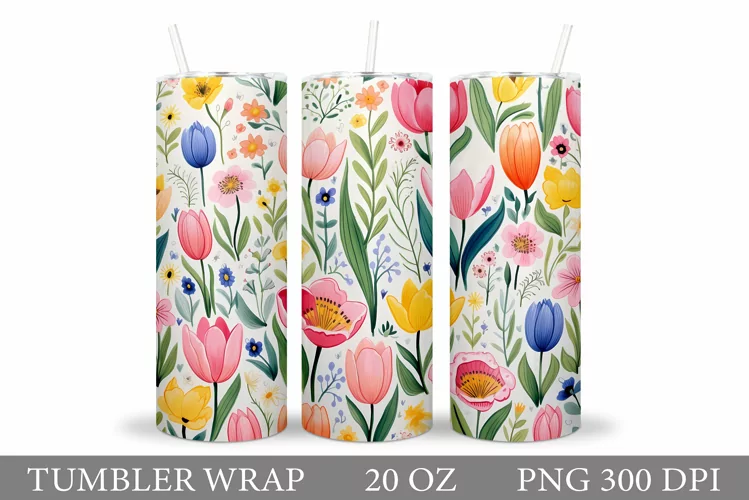 Flowers Tumbler Design. Spring Tumbler Sublimation