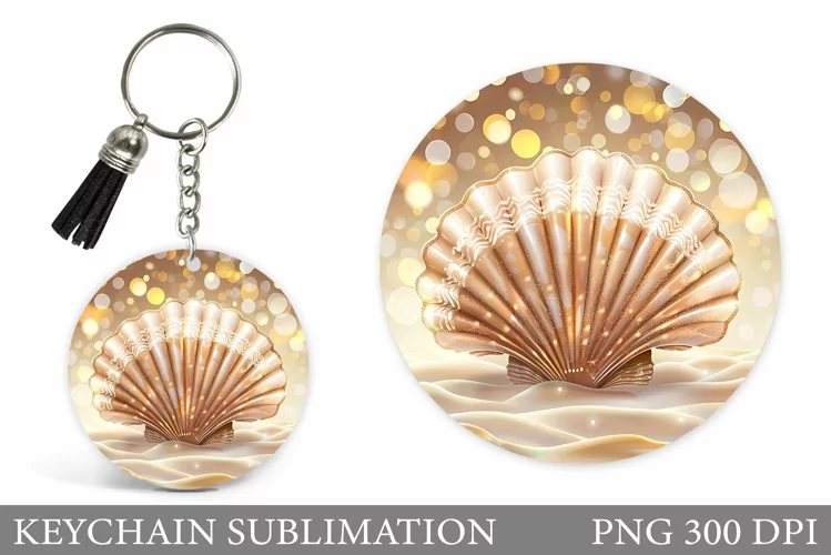 Shimmer Seashell Keychain. Sea Keychain Sublimation