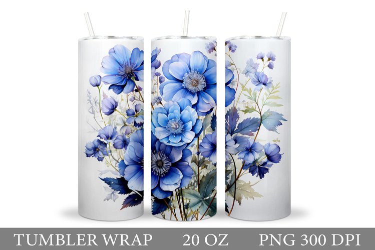 Floral Tumbler Wrap. Flowers Tumbler Sublimation