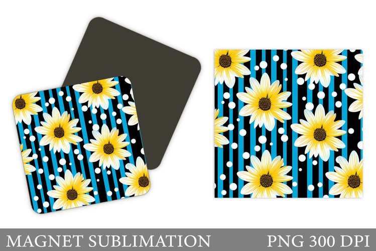 Daisy Flowes Magnet Design. Square Magnet Flowers example image 1
