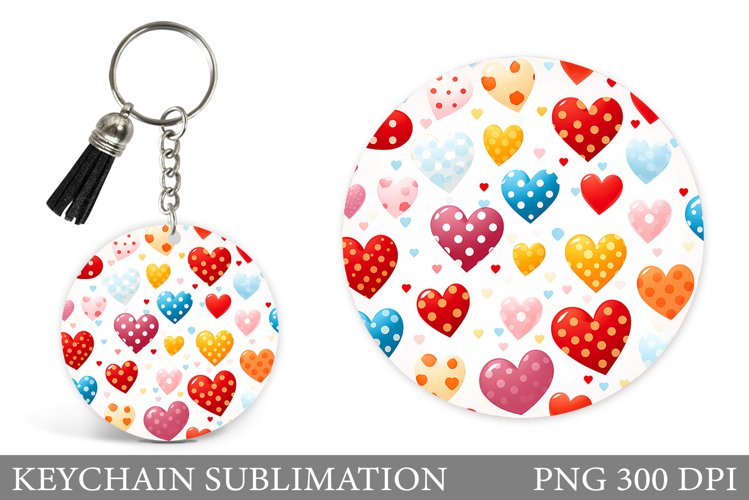 Hearts Keychain Design. Colorful Hearts Keychain Sublimation