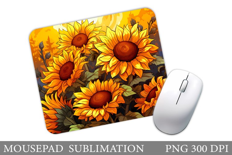 Sunflowers Mouse Pad Design. Flowers Mouse Pad Template