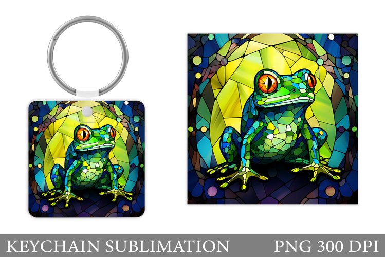 Frog Keychain Sublimation. Stained Glass Frog Keychain