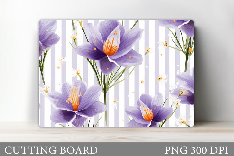 Crocus Flowers Cutting Board. Floral Cutting Board Design