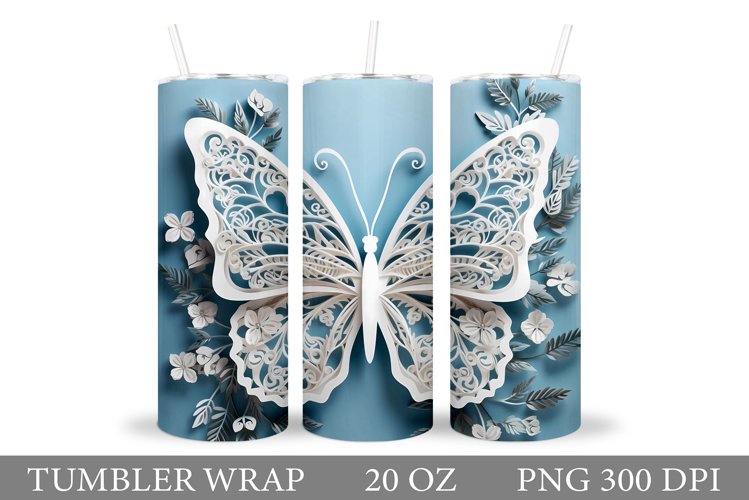 3D Paper Butterfly Tumbler Sublimation example image 1