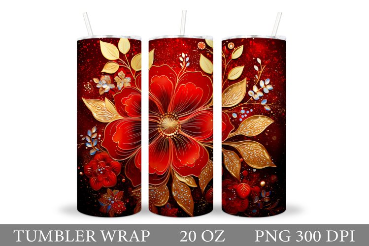 Flowers Tumbler Design. Shimmer Flowers Tumbler Sublimation