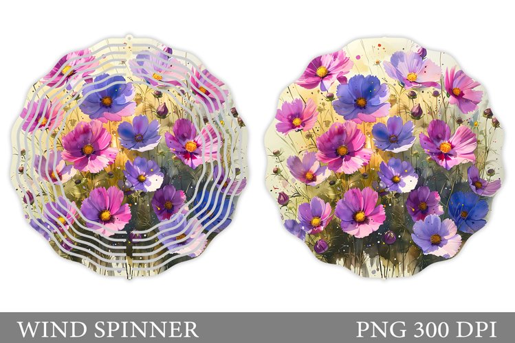 Flowers Wind Spinner Sublimation. Flowers Spinner Design example image 1
