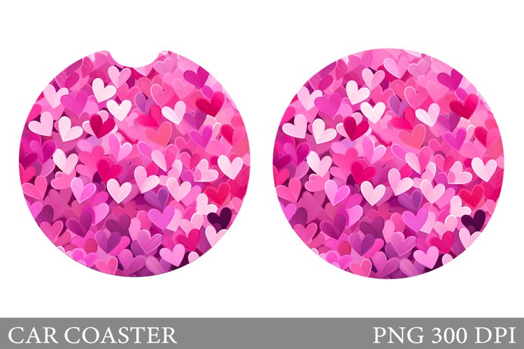 Hearts Car Coaster. Valentines Car Coaster Sublimation