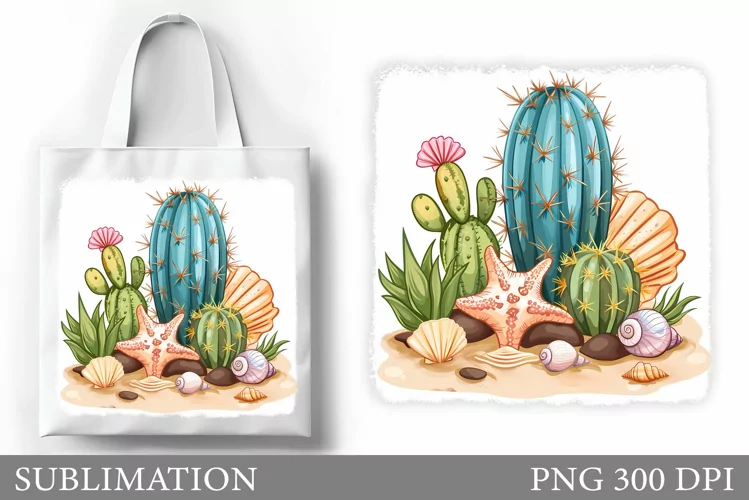 Cactus Tote Bag Design. Cactus Sublimation