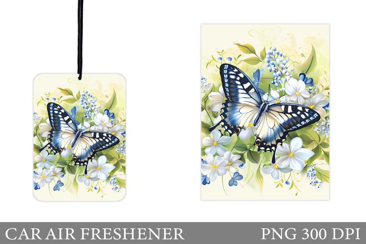 Butterflies Car Air Freshener. Flowers Car Air Freshener