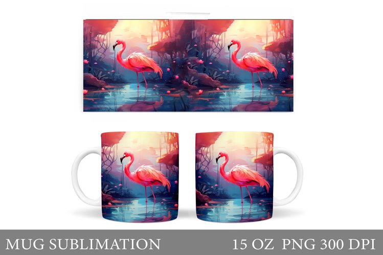 Flamingo Mug Wrap Design. Flamingo Mug Wrap Sublimation