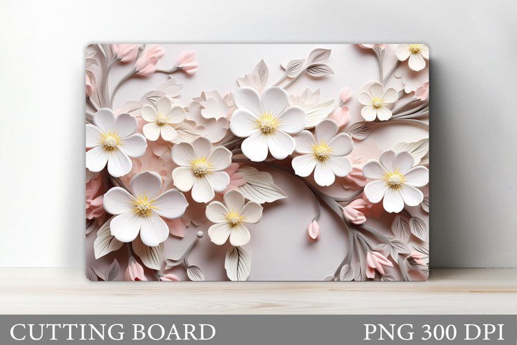 3D Flowers Cutting Board. Spring Cutting Board Sublimation example image 1