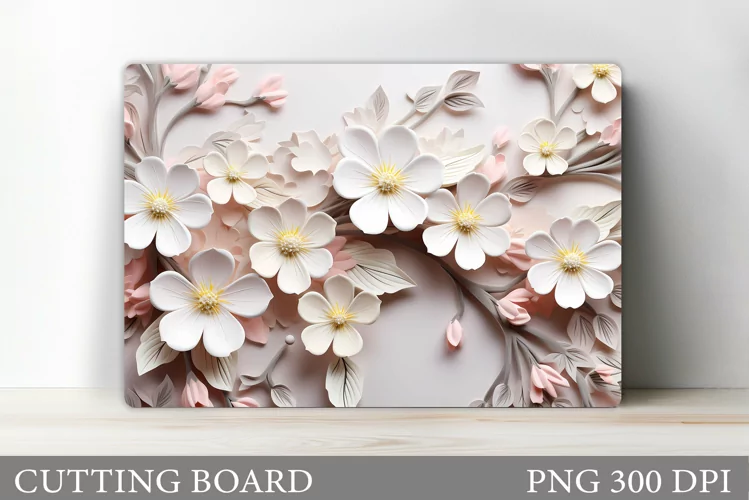 3D Flowers Cutting Board. Spring Cutting Board Sublimation