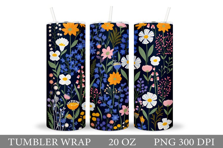 Flowers Tumbler Design. Wildflowers Tumbler Sublimation