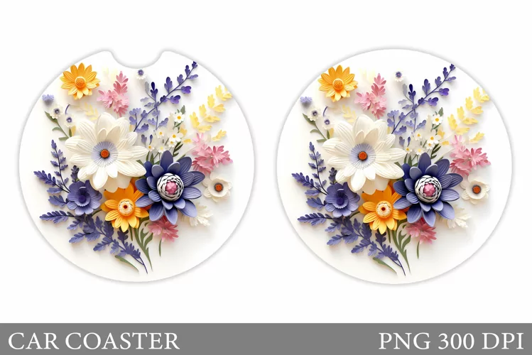 Flowers Car Coaster. 3D Flowers Car Coaster Sublimation