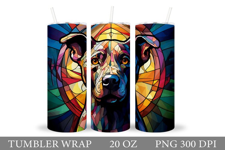 Dog Tumbler Wrap Design. Stained Glass Dog Tumbler Wrap
