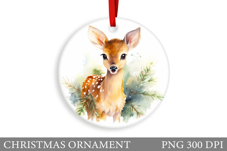 Cute Deer Christmas Ornament. Deer Ornament Sublimation example image 1