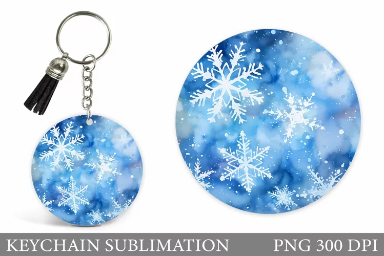 Snowflakes Keychain Design. Winter Keychain Sublimation