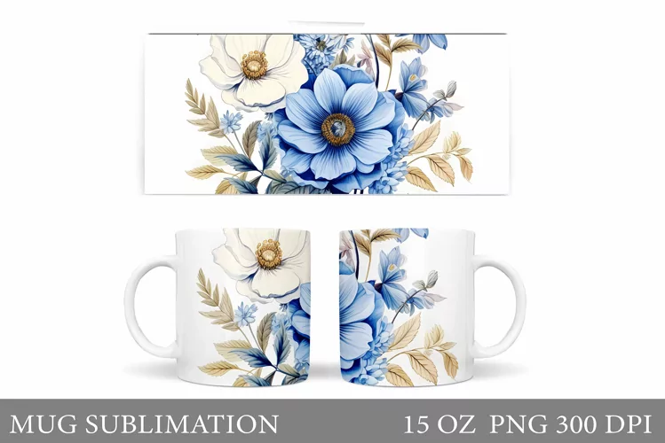 Flowers Mug Sublimation. Flowers Mug Wrap Design