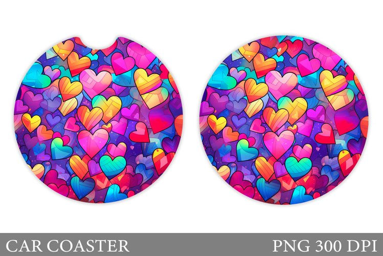 Hearts Car Coaster Design. Colorful Hearts Car Coaster