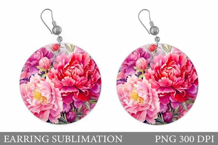 Flowers Earring Design. Peony Earring Sublimation