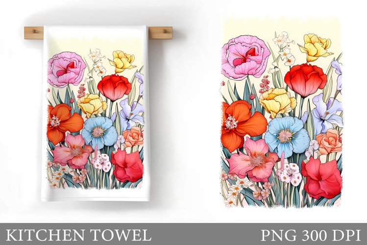 Flowers Kitchen Towel. Wildflowers Kitchen Towel