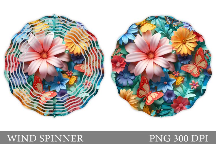Butterflies Wind Spinner. Flowers Wind Spinner Sublimation