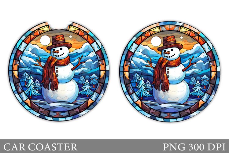 Snowman Car Coaster Design. Snowman Car Coaster Sublimation