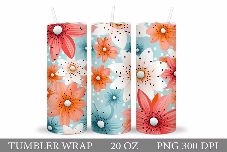 Flowers Tumbler Design. Flowers Tumbler Wrap Sublimation