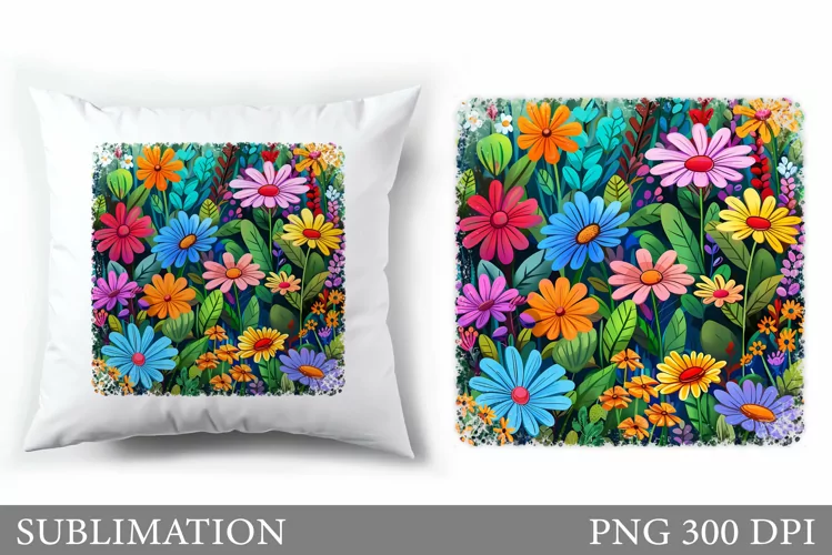 Floral Sublimation. Flowers Pillow Sublimation