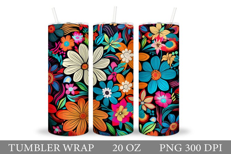Flowers Tumbler Wrap Design. Floral Tumbler Sublimation