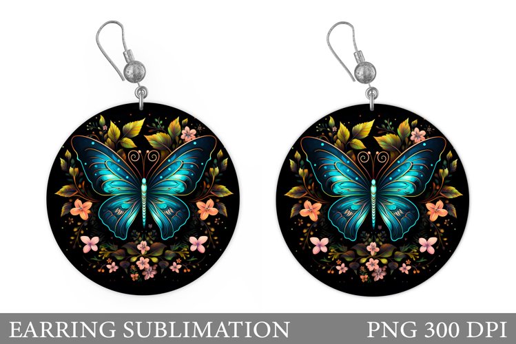 Butterfly Earring Sublimation. Flowers Earring Design