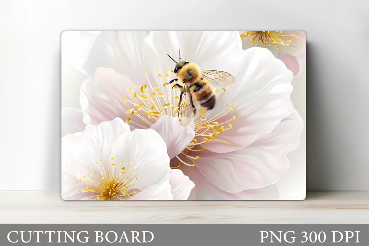 Bee Cutting Board Design. Flowers Kitchen Cutting Board