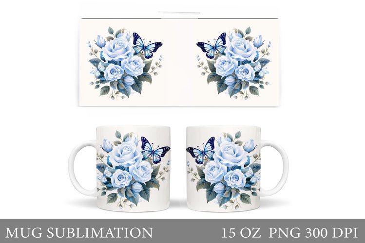 Butterfly Mug Sublimation. Flowers Mug Design