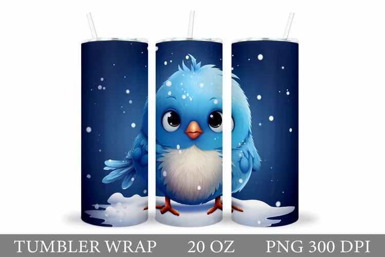 Cute Bird Tumbler Sublimation. Winter Bird Tumbler Design