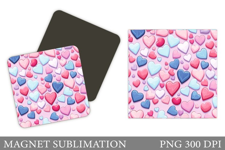 Hearts Magnet Sublimation. Colorful Hearts Magnet Design