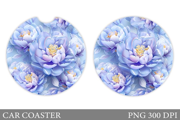 Pions Car Coaster Sublimation. Flowers Coaster Design