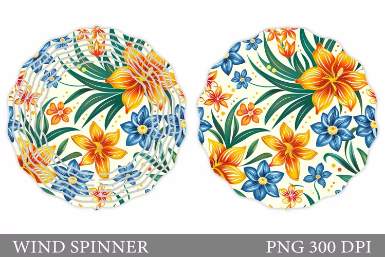 Flowers Wind Spinner Design. Floral Wind Spinner Sublimation