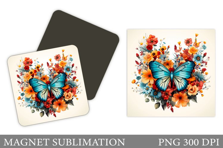 Butterfly Magnet Sublimation. Flowers Roses Magnet Design example image 1