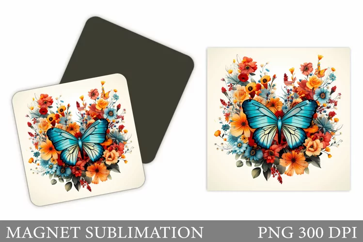 Butterfly Magnet Sublimation. Flowers Roses Magnet Design