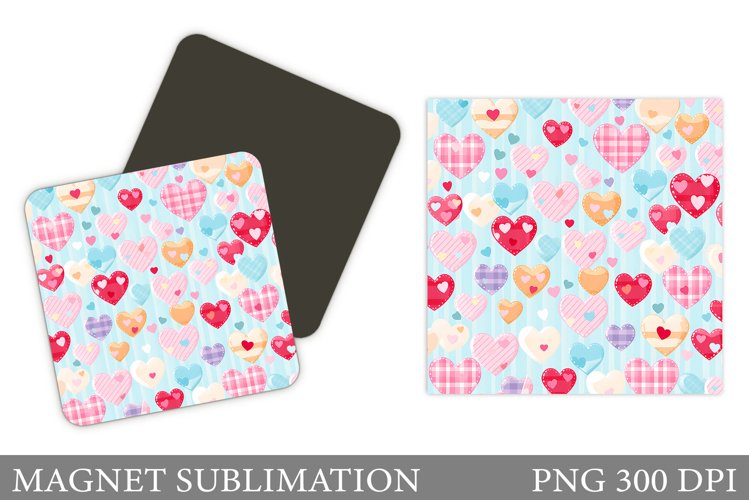 Hearts Magnet Sublimation. Valentines Hearts Magnet Design