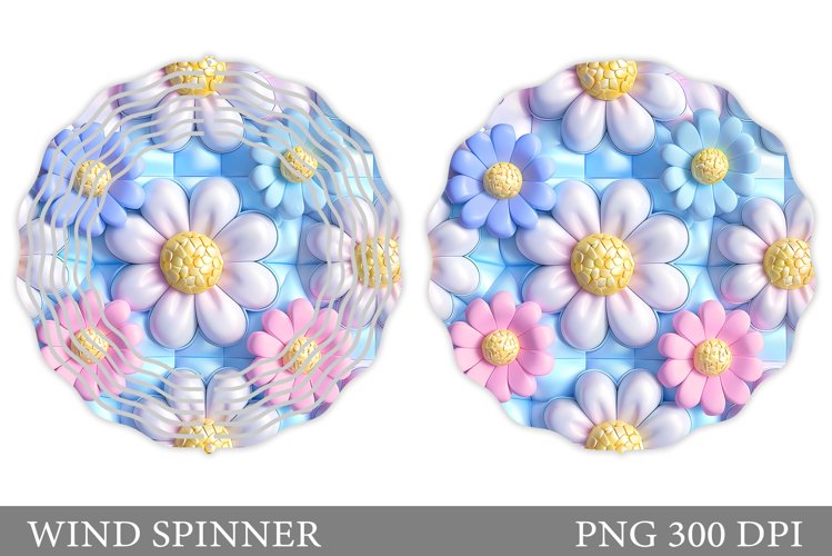 Daisy Flowers Wind Spinner. Flowers Wind Spinner Sublimation example image 1