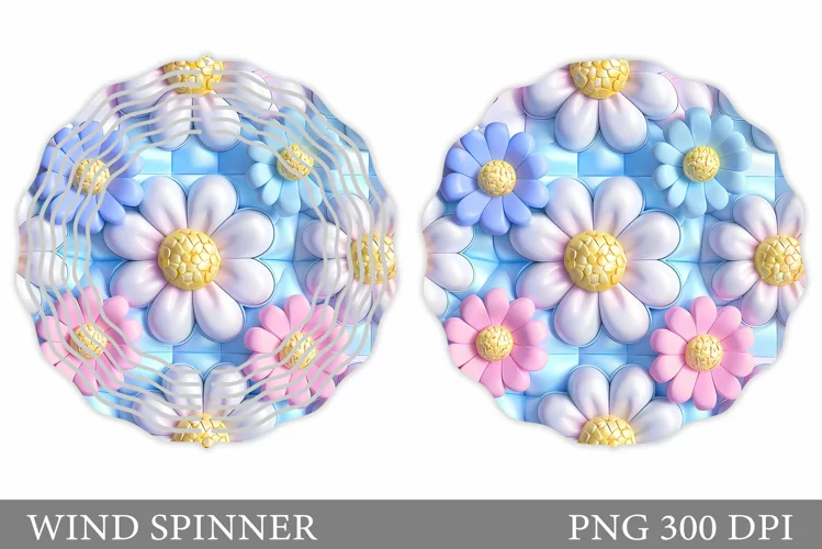 Daisy Flowers Wind Spinner. Flowers Wind Spinner Sublimation