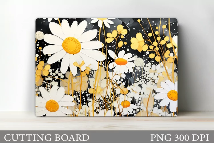 Daisy Flowers Cutting Board. Floral Cutting Board Design