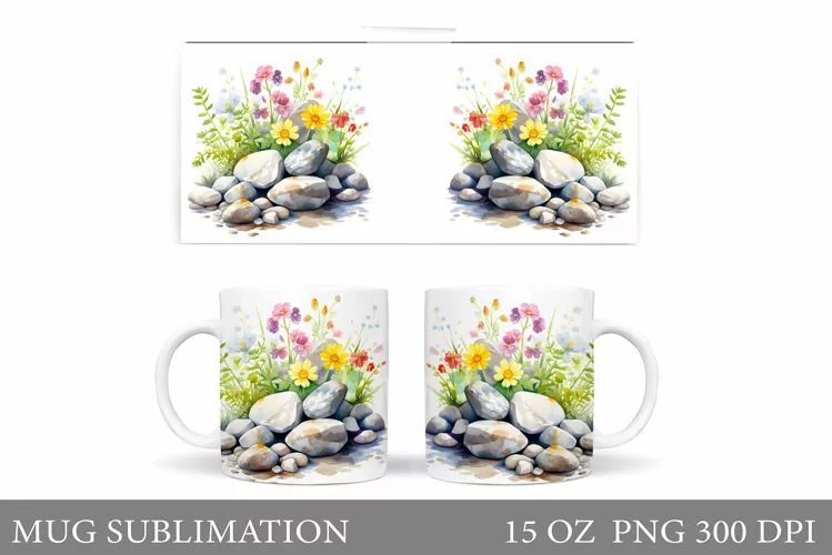 Flowers Mug Sublimation. Flowers Mug Wrap Design