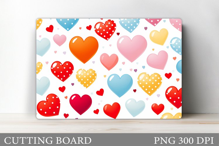 Colorful Hearts Cutting Board. Valentines Cutting Board example image 1