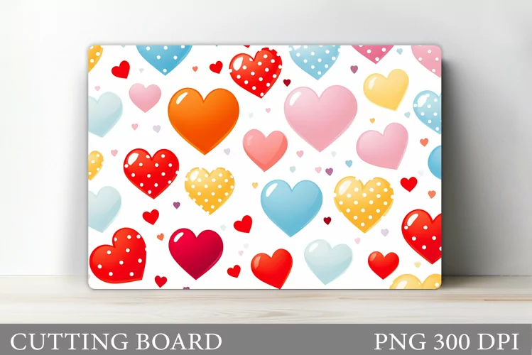 Colorful Hearts Cutting Board. Valentines Cutting Board